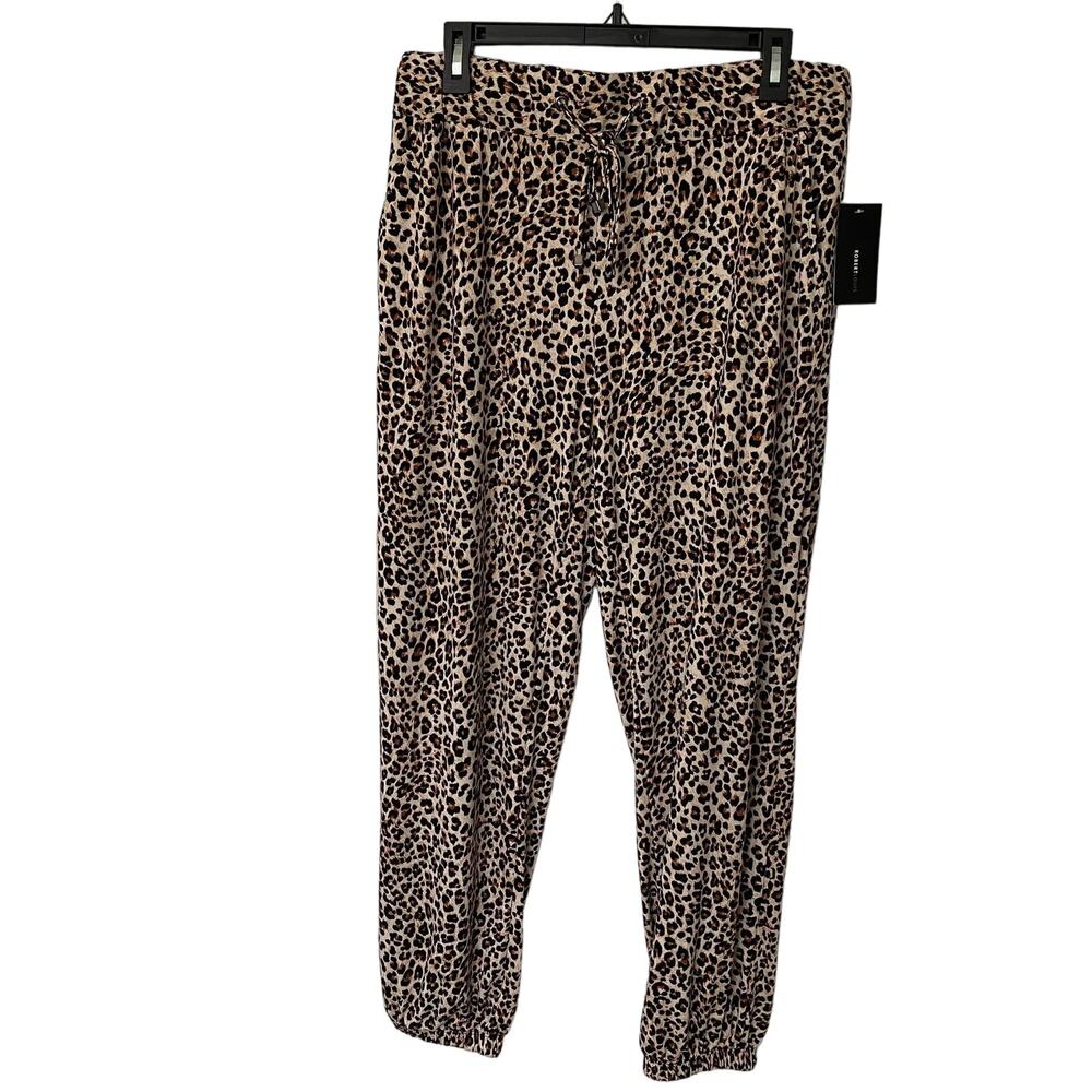Robert Louis NWT Womens Large Leopard Print High Rise Jogger Pants